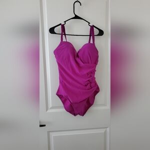 St. John's Bay Purple One Piece Swim Suit Size 14